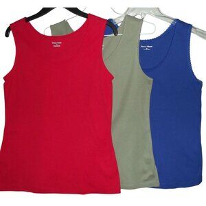 Studio Works Tank Top Women Medium (Lot of 3) scoop neck red green royal blue